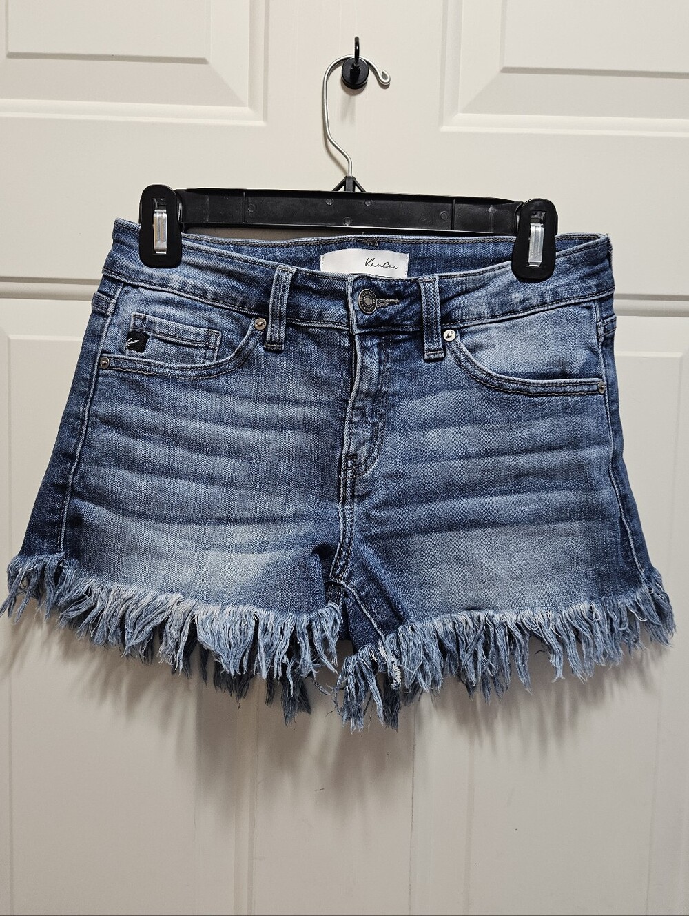 KanCan Frayed Fringe Hem Denim Shorts